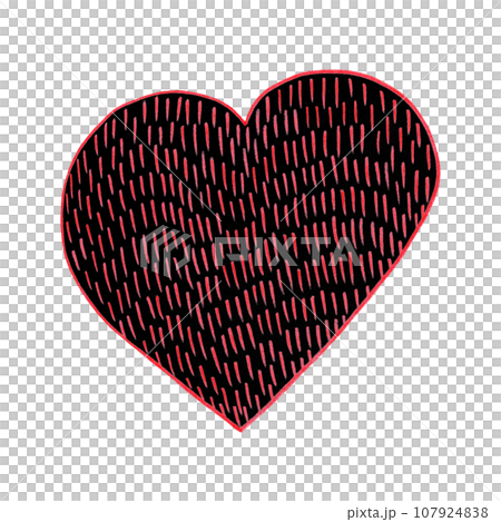 Red and Black Heart Drawn by Colored Pencil. The Sign of World Heart Day. Symbol of Valentines Day. Heart Shape Isolated on White Background. 107924838