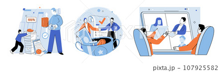 Business deal. Vector illustration. Businessmen play crucial role in driving economic growth Deals are made to achieve mutually beneficial outcomes Success in business often comes from strong Business deal. Vector illustration. Businessmen play crucial role in driving economic growth Deals are made to achieve mutually beneficial outcomes Success in business often comes from strong 107925582