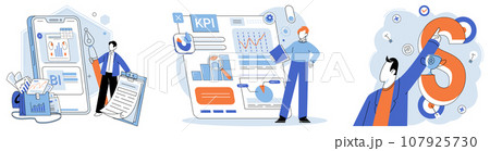 Analysis tool. Business intelligence. Vector illustration Finance and optimization are interconnected for business success Search engines play vital role in online marketing Effective planning 107925730