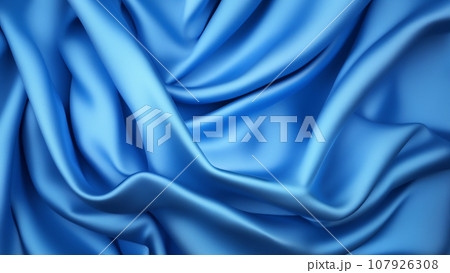 青いシルクの布 107926308