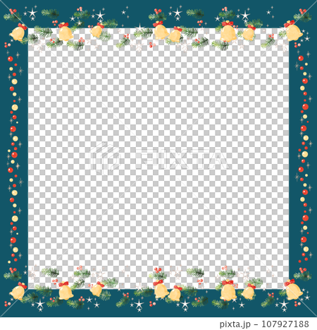 Fir tree and Christmas bell frame (frame square) 107927188