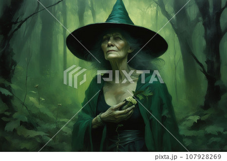 森に立つ　鉤鼻の　魔女 107928269