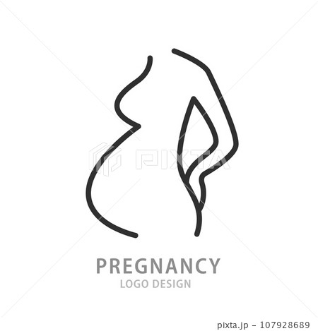 Pregnant Woman Line Icon. Pregnancy Silhouette 107928689