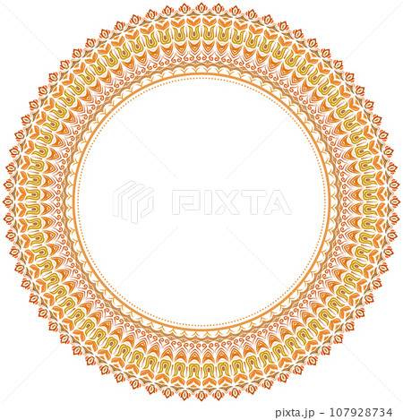 Floral Abstract Round Frame With Arabesques 107928734
