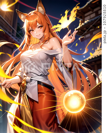 カードゲーム風ファンタジーイラスト 女性狐娘 AI生成 カードゲーム風ファンタジーイラスト 女性狐娘 AI生成 107928810