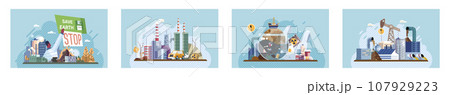 Industrial pollution. Dirty waste. Environmental pollution. Vector illustration. Environmental pollution needs to be addressed immediately Dirty waste is often dumped without proper treatment Industrial pollution. Dirty waste. Environmental pollution. Vector illustration. Environmental pollution needs to be addressed immediately Dirty waste is often dumped without proper treatment 107929223