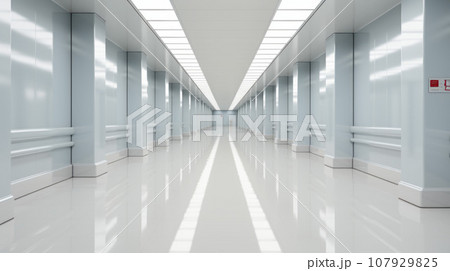 Modern interior science laboratory or factory background with lighting in monotone 107929825