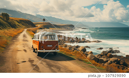 Vehicle driving on beautiful Coast 107929890