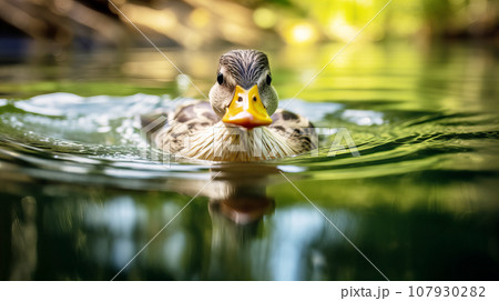 野生のアヒル・カモ　背景素材 107930282
