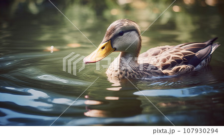 野生のアヒル・カモ　背景素材 107930294