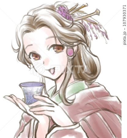 飲み物を差し出す女性 107930371