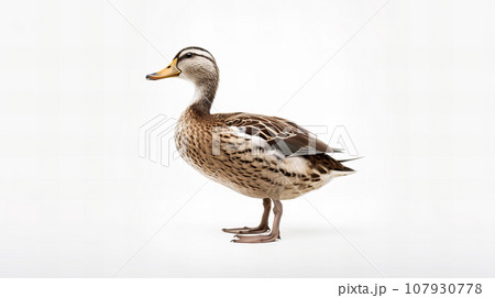 アヒル・カモ　　白背景　　背景素材 107930778