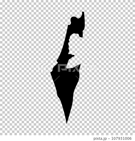 イスラエルの地図のシルエットアイコン。ベクター。 107931006