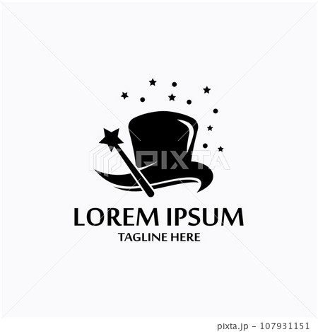 magician's hat and magic wand icon logo vector design template 107931151