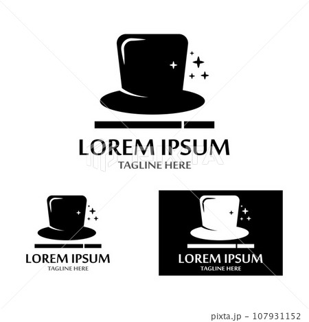 magician's hat and magic wand icon logo vector design template magician's hat and magic wand icon logo vector design template 107931152