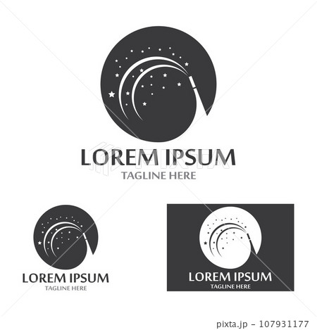 magician's hat and magic wand icon logo vector design template 107931177