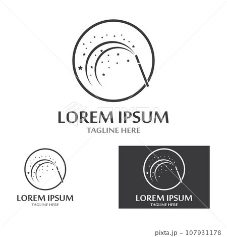 magician's hat and magic wand icon logo vector design template 107931178