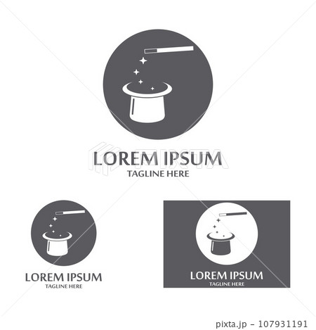 magician's hat and magic wand icon logo vector design template magician's hat and magic wand icon logo vector design template 107931191