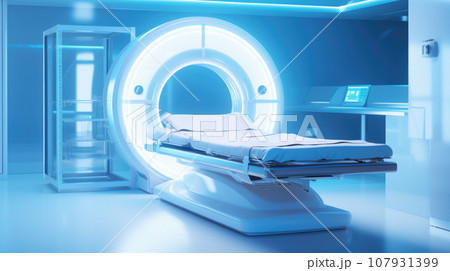 MRI - Magnetic resonance imaging scan device in Hospital. Medical Equipment and Health Care MRI - Magnetic resonance imaging scan device in Hospital. Medical Equipment and Health Care 107931399