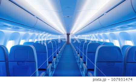 Modern Airplane seats in perspective. Transportation concept. 107931474