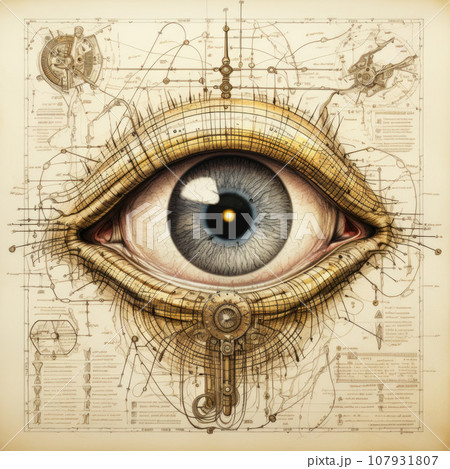 Human eye anatomy diagram medical description. Illustration 107931807