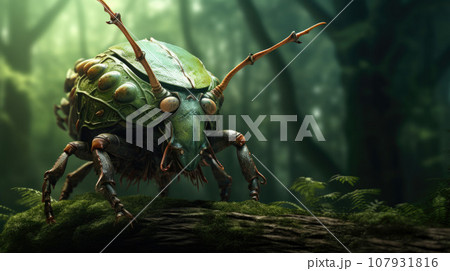 Exotic beetle macro photography. Illustration 107931816