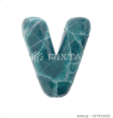 cracked ice letter V - Upper-case 3d frozen font - suitable for Nature, winter or Christmas related subjects 107932002