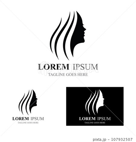 beautiful hairstyles and waves hair icon vector design template 107932507