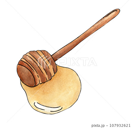 Honey stick. Watercolor illustration. Honey stick. Watercolor illustration. 107932621