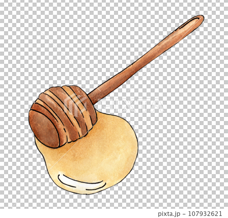 Honey stick. Watercolor illustration. Honey stick. Watercolor illustration. 107932621