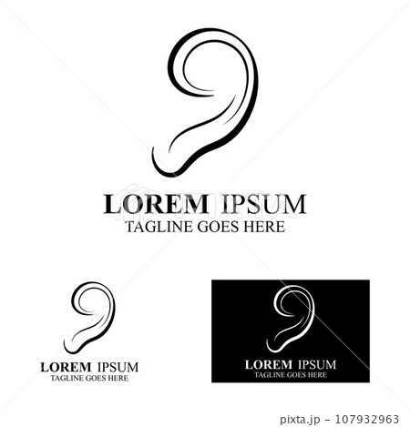 Ear logo design.Logo for business, ear care. Ear logo design.Logo for business, ear care. 107932963
