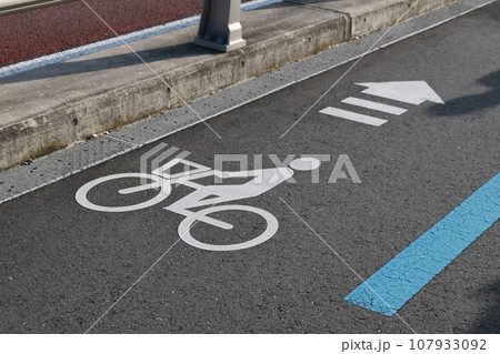 妙典橋の自転車ナビマーク 107933092