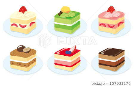 スクエアカットのケーキ スクエアカットのケーキ 107933176