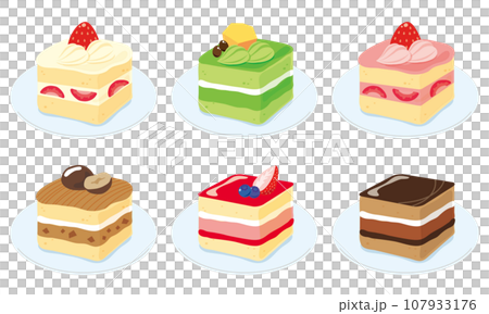 スクエアカットのケーキ スクエアカットのケーキ 107933176