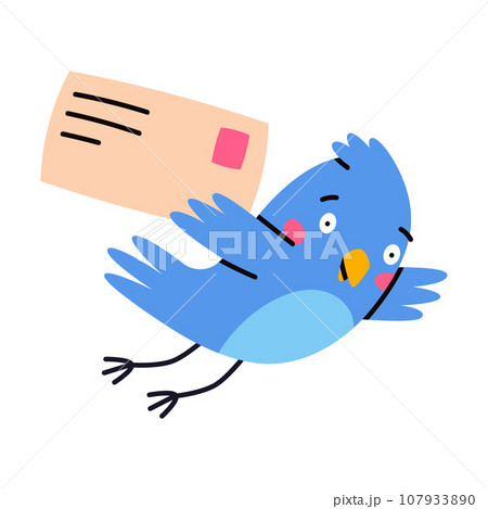 Blue Bird Carry Letter Envelope Flying with Post Vector Illustration Blue Bird Carry Letter Envelope Flying with Post Vector Illustration 107933890