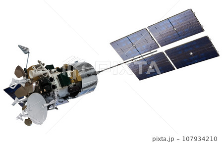 Modern telecommunication satellite isolated 107934210