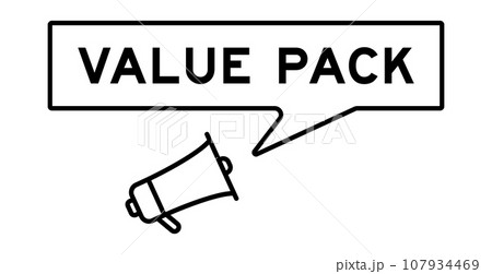 Megaphone icon with speech bubble in word value pack on white background 107934469