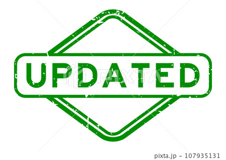 Grunge green updated word rubber seal stamp on white background Grunge green updated word rubber seal stamp on white background 107935131