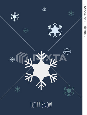 Christmas greeting card with snowflakes in different colors, blue background and the text Let it Snow Christmas greeting card with snowflakes in different colors, blue background and the text Let it Snow 107935391