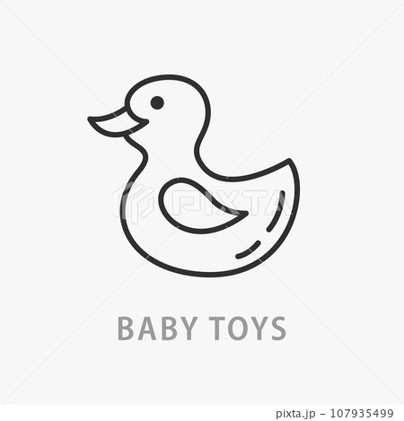 Rubber Duck Icon Baby Shop Line Art Logo Template 107935499