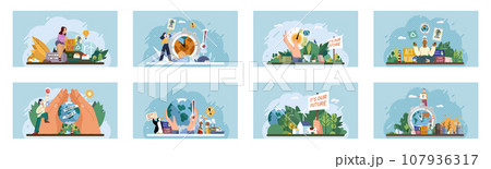 Climate change. Save the planet. Vector illustration Celebrate World Environment Day by supporting initiatives that promote sustainability Embracing sustainability is key to addressing challenges 107936317