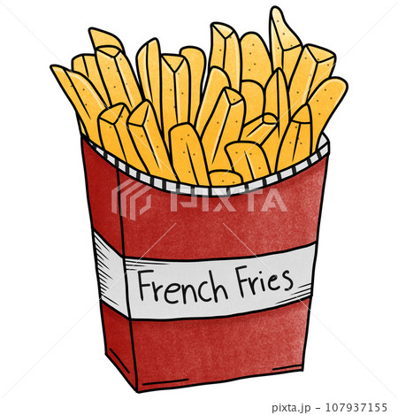 French fries in a boxのイラスト素材 [107937155] - PIXTA