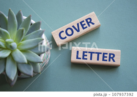 Cover Letter symbol. Concept word Cover Letter on wooden blocks. Beautiful grey green background with succulent plant. Business and Cover Letter concept. Copy space Cover Letter symbol. Concept word Cover Letter on wooden blocks. Beautiful grey green background with succulent plant. Business and Cover Letter concept. Copy space 107937392