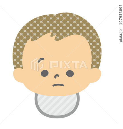 表情：考える赤ちゃん 顔 単品 107938695