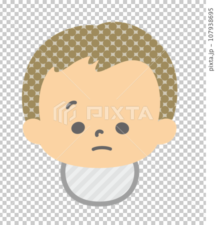 表情：考える赤ちゃん 顔 単品 107938695