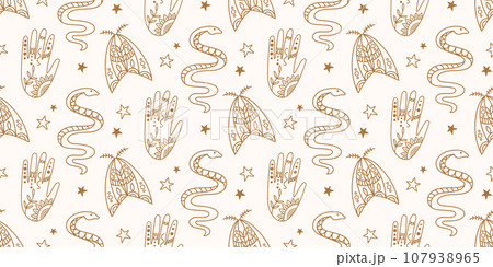 Witchcraft Seamless pattern. Mystical background 107938965