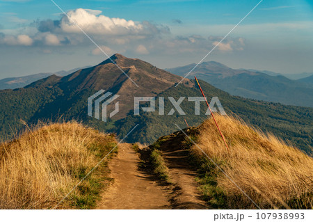 Polonina Wetlinska, Bieszczady mountain, Bieszczady National Park, Poland. Polonina Wetlinska, Bieszczady mountain, Bieszczady National Park, Poland. 107938993