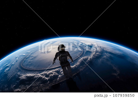 An astronaut floats in space An astronaut floats in space 107939850