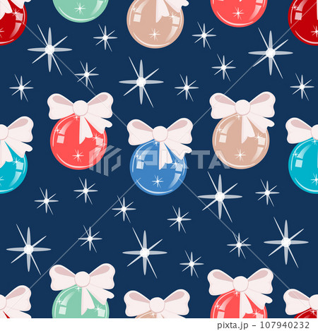 dark blue pattern Christmas balls with bows dark blue pattern Christmas balls with bows 107940232