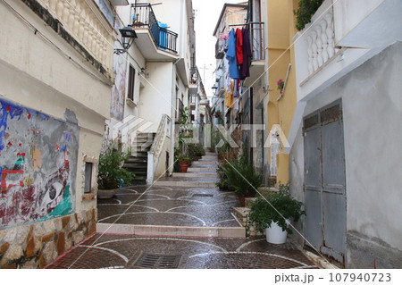 architectures in a characteristic seaside town  of  Diamante, Calabria in southern Italy 107940723
